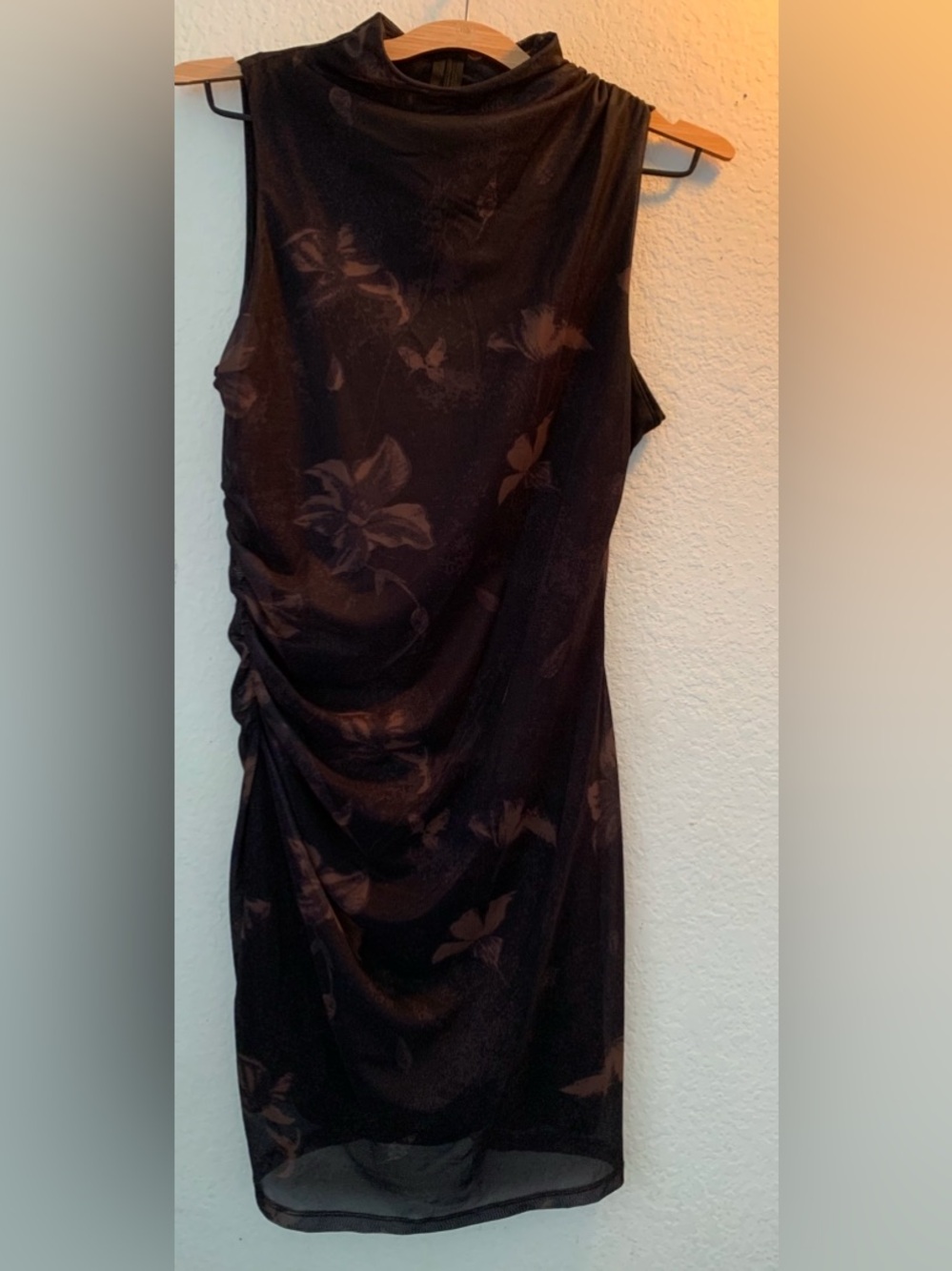 Floral and Ruched Mesh Slip Dress
